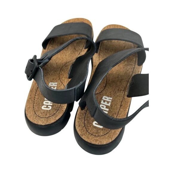 Camper Oruga Size 39 US 8.5 Womens Shoes Sandals Black Calfskin Leather EUC - Picture 3 of 7